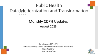 Public Health Data Modernization and Transformation Updates