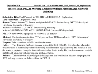 IEEE 802.15.3d THz PHY Final Proposal Explanations