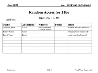 IEEE 802.11-20/1903r3 Random Access for 11be Proposal