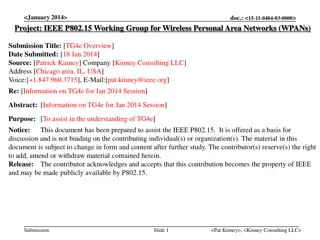 TG4e for Wireless Personal Area Networks