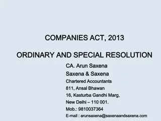 Arun Saxena & Chartered Accountants - Companies Act 2013 Resolution Details