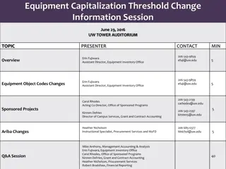 UW Equipment Capitalization Threshold Change Session Overview