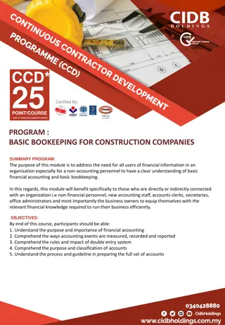 Basic Bookkeeping for Construction Companies - Financial Accounting Course Overview