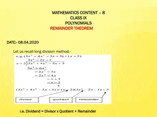 Understanding Remainder Theorem in Polynomials