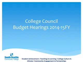 College Council Budget Hearings 2014-15FY Overview and Proposals