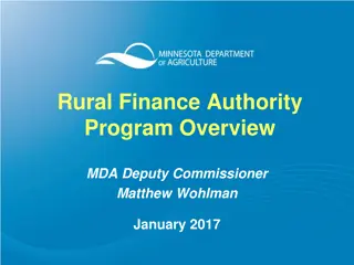 Rural Finance Authority Program Overview & History