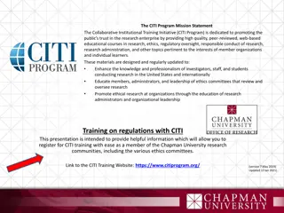CITI Program Mission and Registration Tutorial
