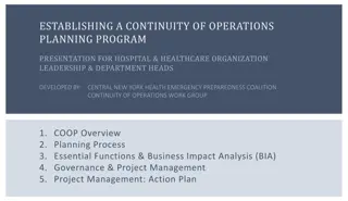 Establishing a Continuity of Operations Planning Program