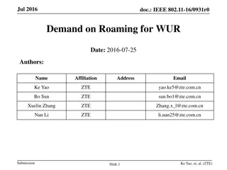 Demand on Roaming for WUR in IoT Applications