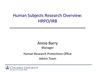 Human Subjects Research: HRPO, IRB, and Ethics