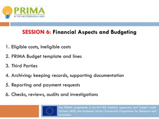 Eligible Costs and Budgeting in PRIMA Programme