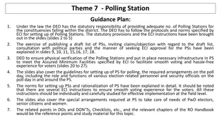 Polling Station Guidance Plan: Legal Provision and Establishment Details