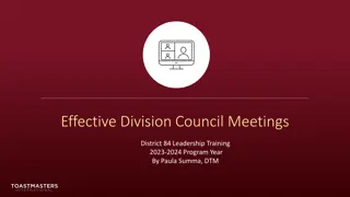 Effective Strategies for Division Council Meetings in District 84 Leadership Training 2023-2024