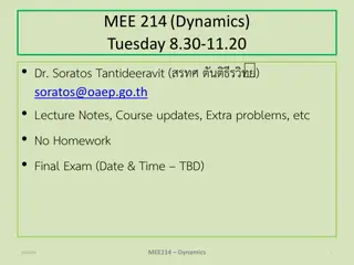 MEE214 Dynamics Course Overview and Kinematics Study