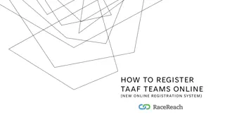 Register TAAF Teams Online - New Steps & Instructions