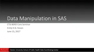 Data Manipulation in SAS CTSI BERD Core Seminar Overview