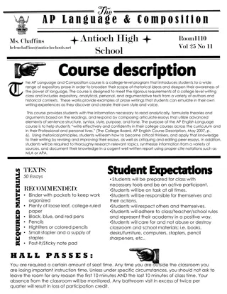 Expository Prose and Rhetoric in AP Language Program