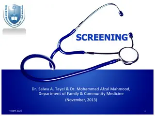 Screening in Public Health - Objectives, Purposes, and Definitions