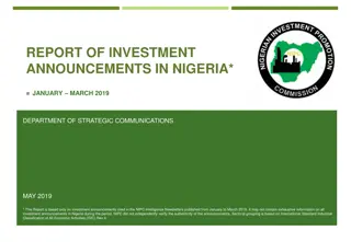 Investment Announcements in Nigeria Jan-Mar 2019 Report