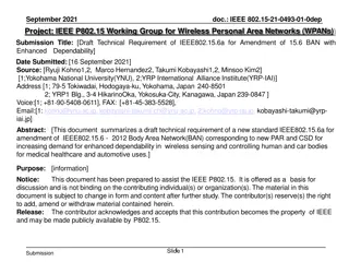 Draft Technical Requirement of IEEE802.15.6a for Amendment of 15.6 BAN with Enhanced Dependability
