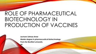 Production of Vaccines Using Pharmaceutical Biotechnology