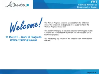 Accessing Work in Progress Screen in ETS Application