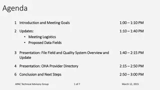 Technical Advisory Group Meeting Updates and Proposed Data Fields