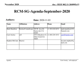 IEEE 802.11-20/0995r12 RCM-SG Agenda November 2020 Details