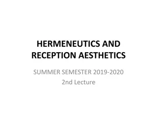 Hermeneutics and Reception Aesthetics in Summer 2019-2020 Lecture Series