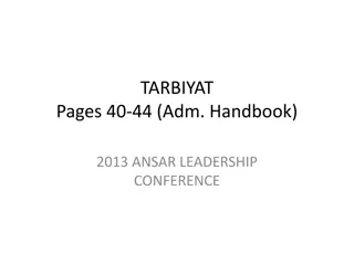 Ansar Leadership Conference 2013 Handbook - Moral Training Guidelines and Resources