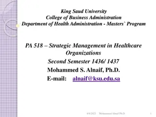Stakeholders, Values, Mission, and Vision in Healthcare Organizations