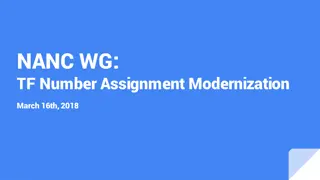 Toll Free Number Assignment Modernization Working Group Update