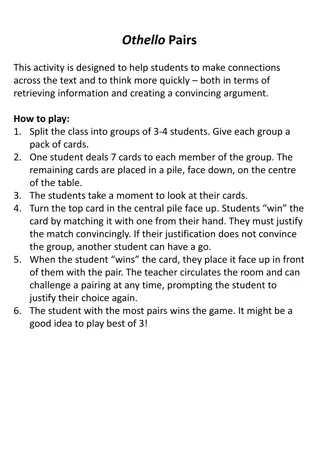 Othello Pairs Educational Activity for Literary Analysis