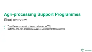 Overview of Agro-Processing Support Programmes by the dti and DEDAT