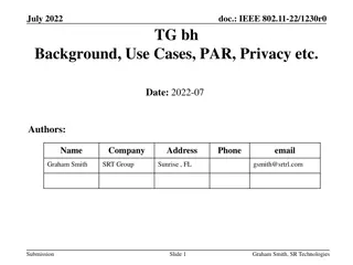 IEEE 802.11-22/1230r0 TG.bh Background and Use Cases Overview