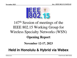 IEEE 802.15 WSN 147th Session Meeting Report in November 2023