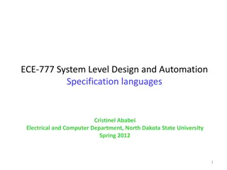 Specification Languages for System-Level Design and Automation