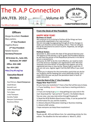 R.A.P Connection Newsletter | January-February 2012 Updates