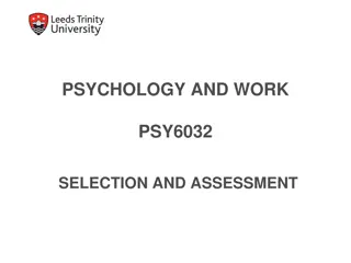 Selection and Assessment in Psychology and Work