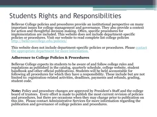 Bellevue College Student Rights and Responsibilities Policies and Procedures