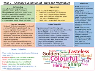 Sensory Evaluation of Fruits and Vegetables - Learning Activities for Students