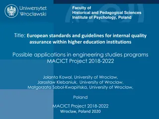 European Standards for Quality Assurance in Higher Education Institutions - Engineering Studies Applications