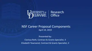 NSF Career Proposal Components and Workshop Topics Overview