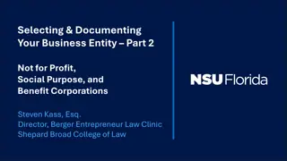 Selecting Your Business Entity Part 2: Non-Profit & Social Purpose Corporations in Florida