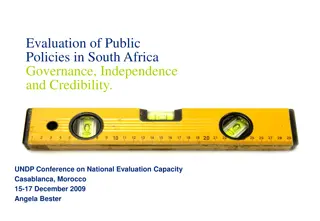 Evaluation of Public Policies in South Africa: Governance, Independence, and Credibility