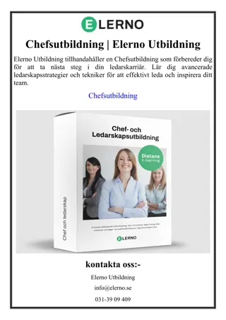 Chefsutbildning | Elerno Utbildning