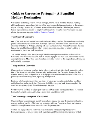 Guide to Carvoeiro Portugal – A Beautiful Holiday Destination