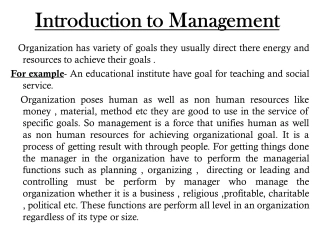 Introduction to Management