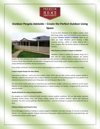 Outdoor Pergola Adelaide – Create the Perfect Outdoor Living Space
