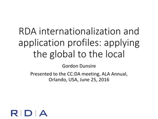 RDA Internationalization and Application Profiles